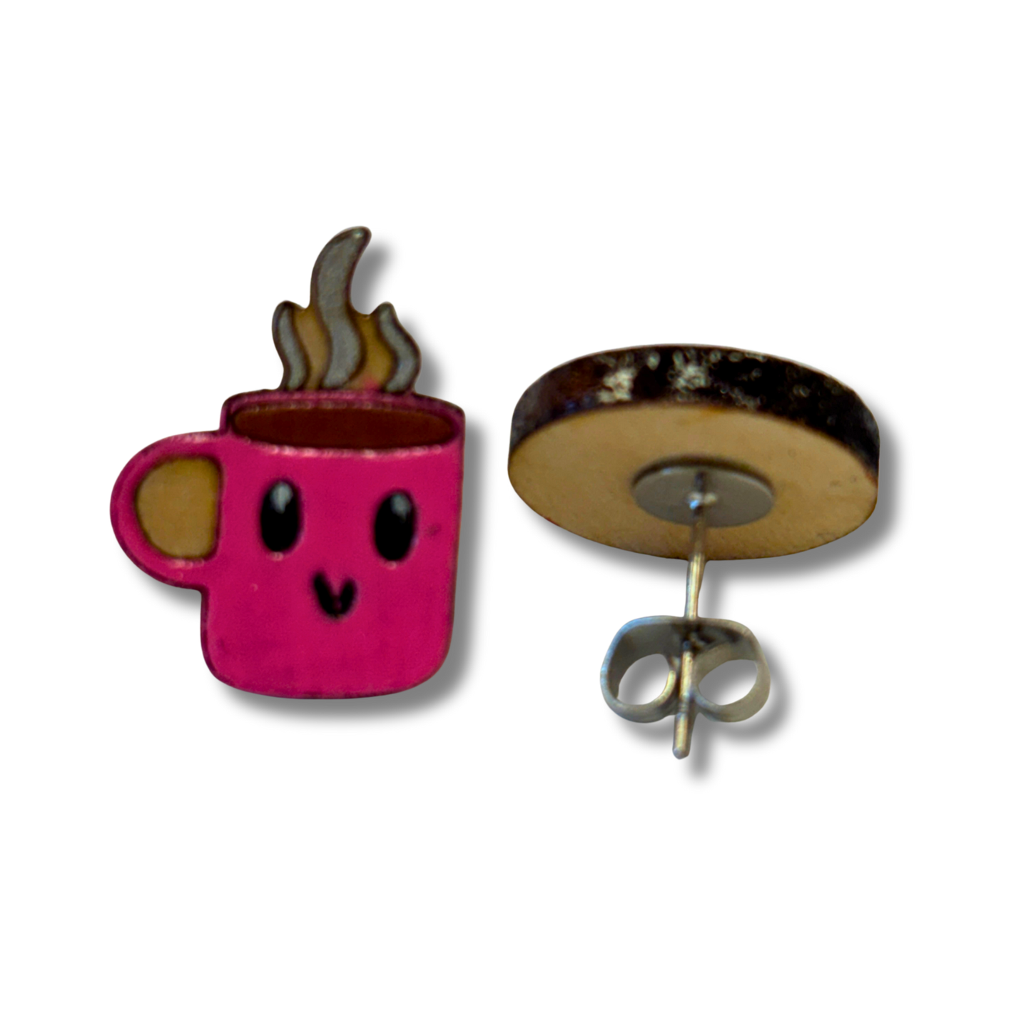 Coffee & donut studs - hand painted earrings