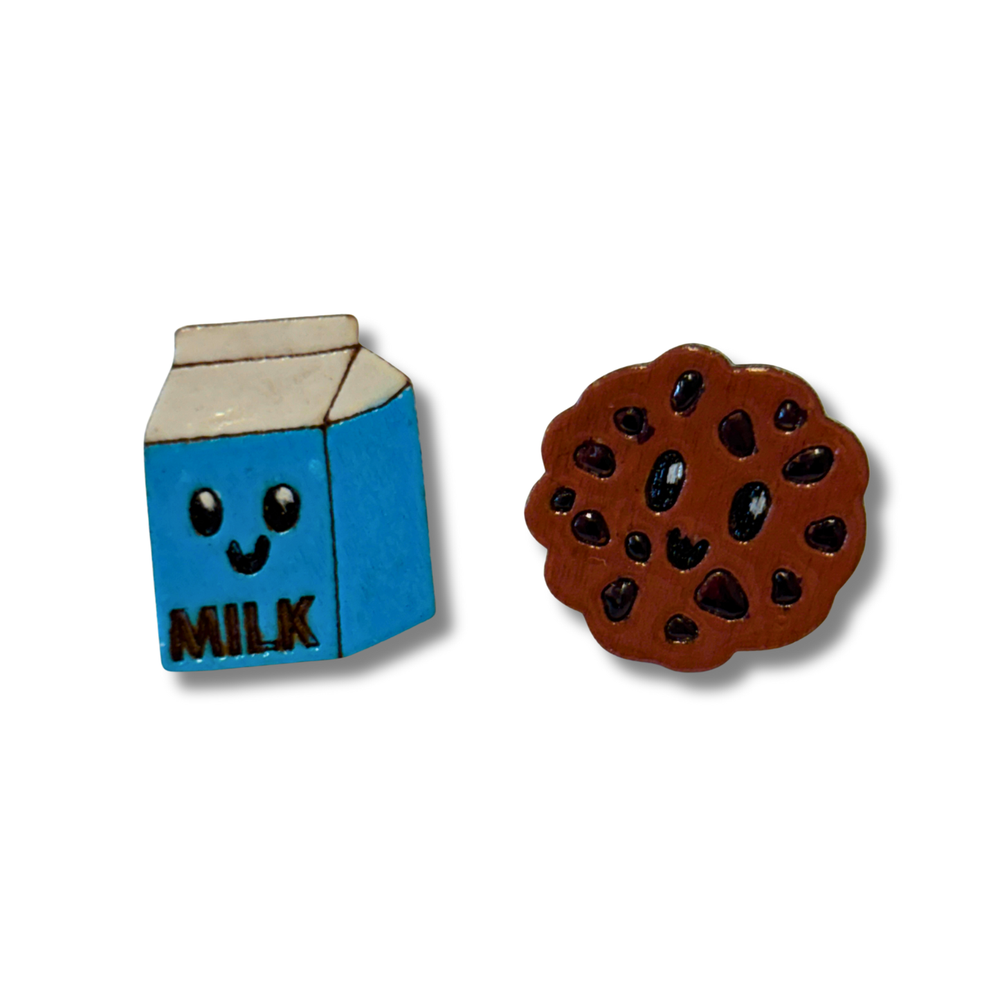 Milk & cookie studs - hand painted earrings