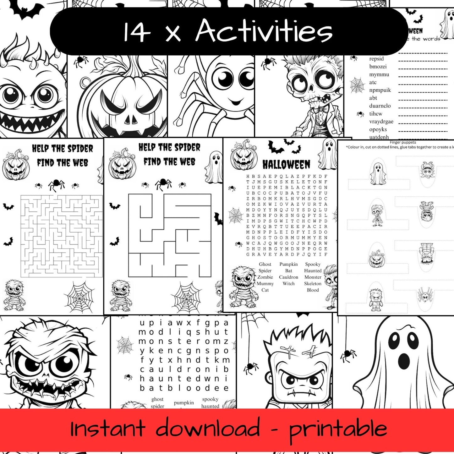 Printable Halloween bundle - 14 activities