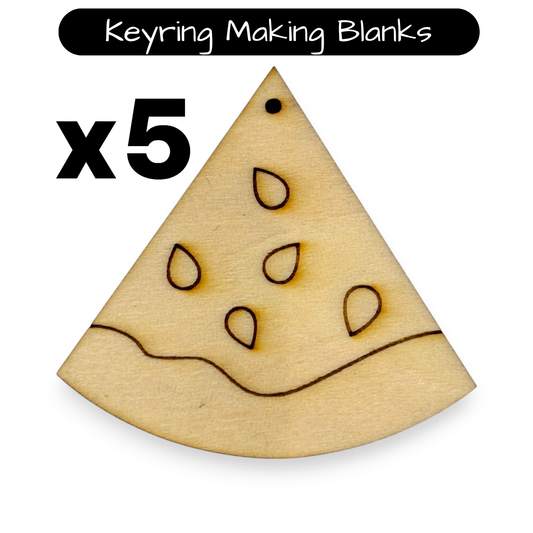 Wooden Watermelon Key Ring & Bag Tag Blanks for DIY, Set of 5