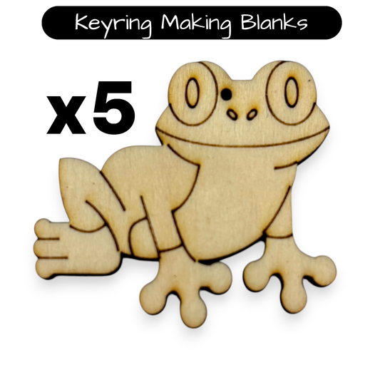 Wooden Frog Key Ring & Bag Tag Blanks for DIY, Set of 5