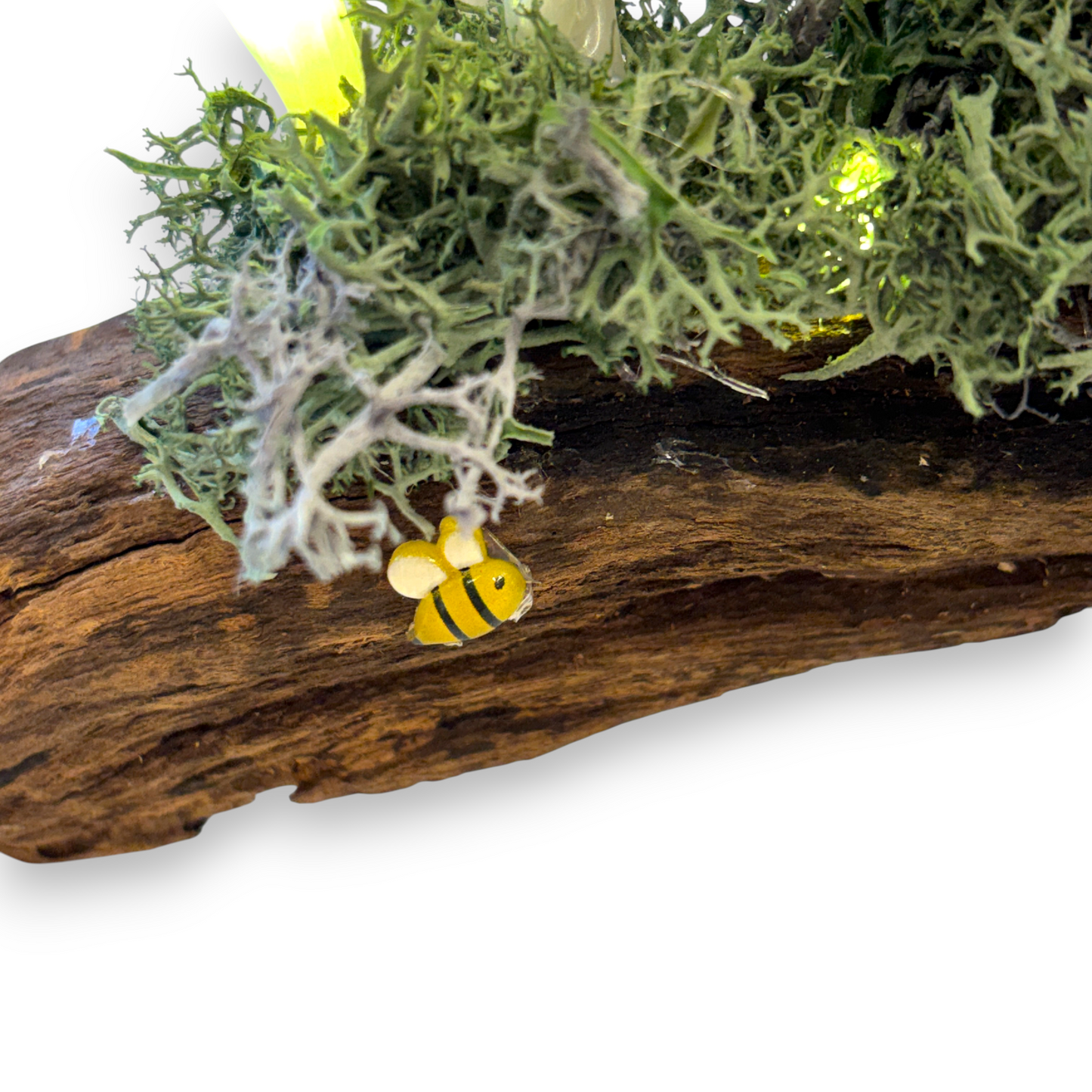 Mushroom lamp / night light - fairy garden on natural driftwood