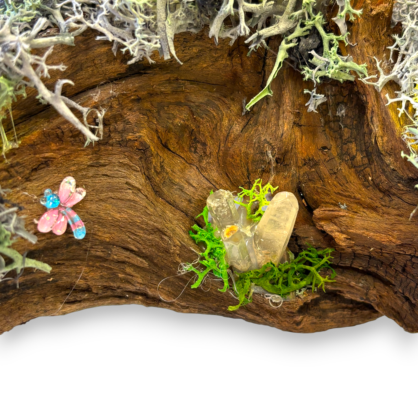 Mushroom lamp / night light - fairy garden on natural driftwood