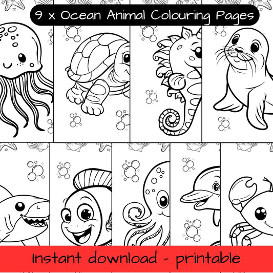 9 Printable colouring in pages - Ocean animals