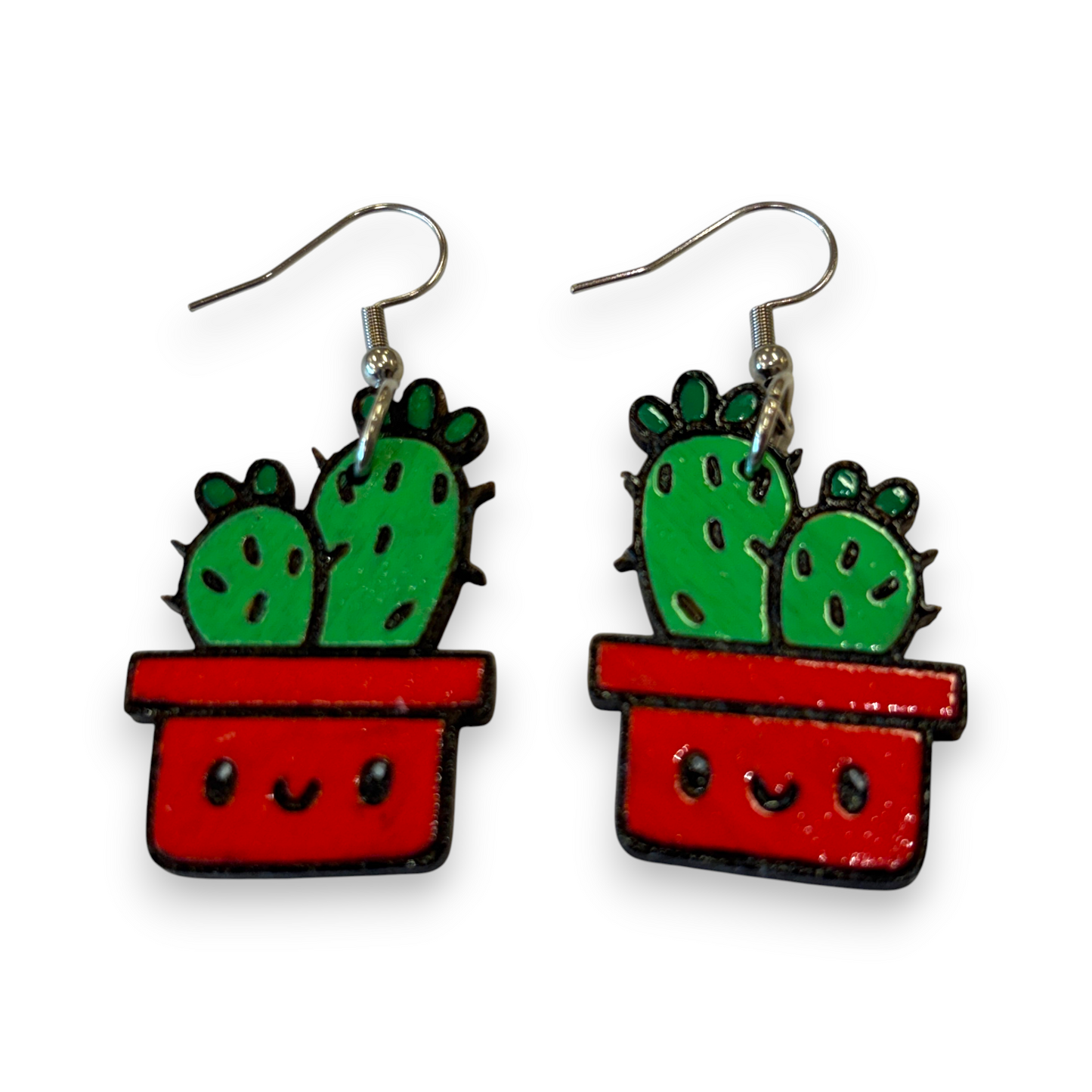Wooden Cactus Earring Blanks for DIY Jewellery Making, dangles - 10pc Laser Cut Pieces
