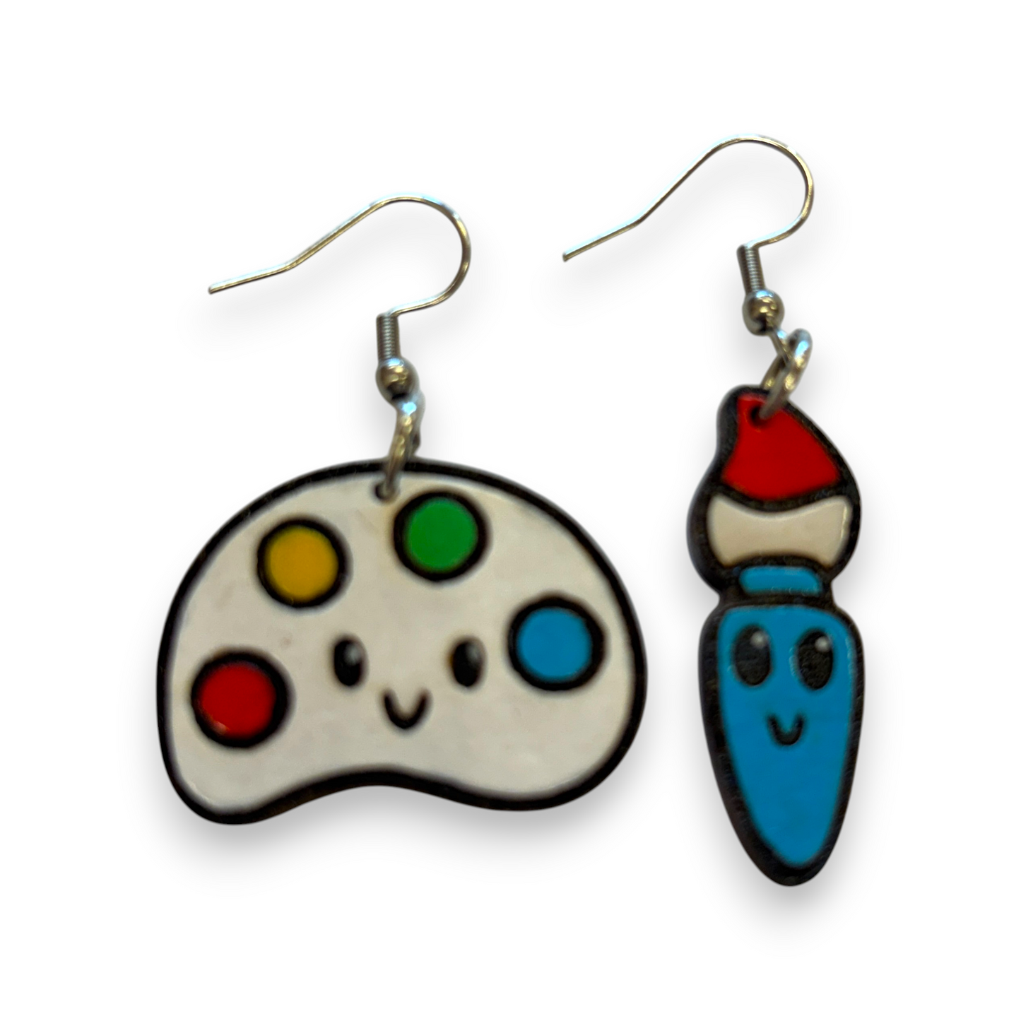 Paint brush and palette earrings