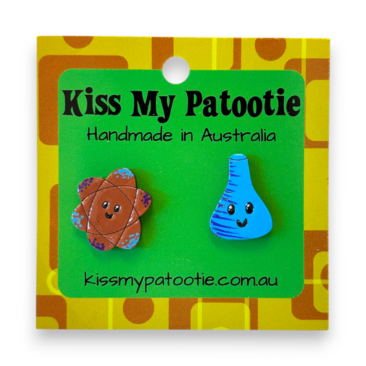 Science teacher studs - hand painted earrings
