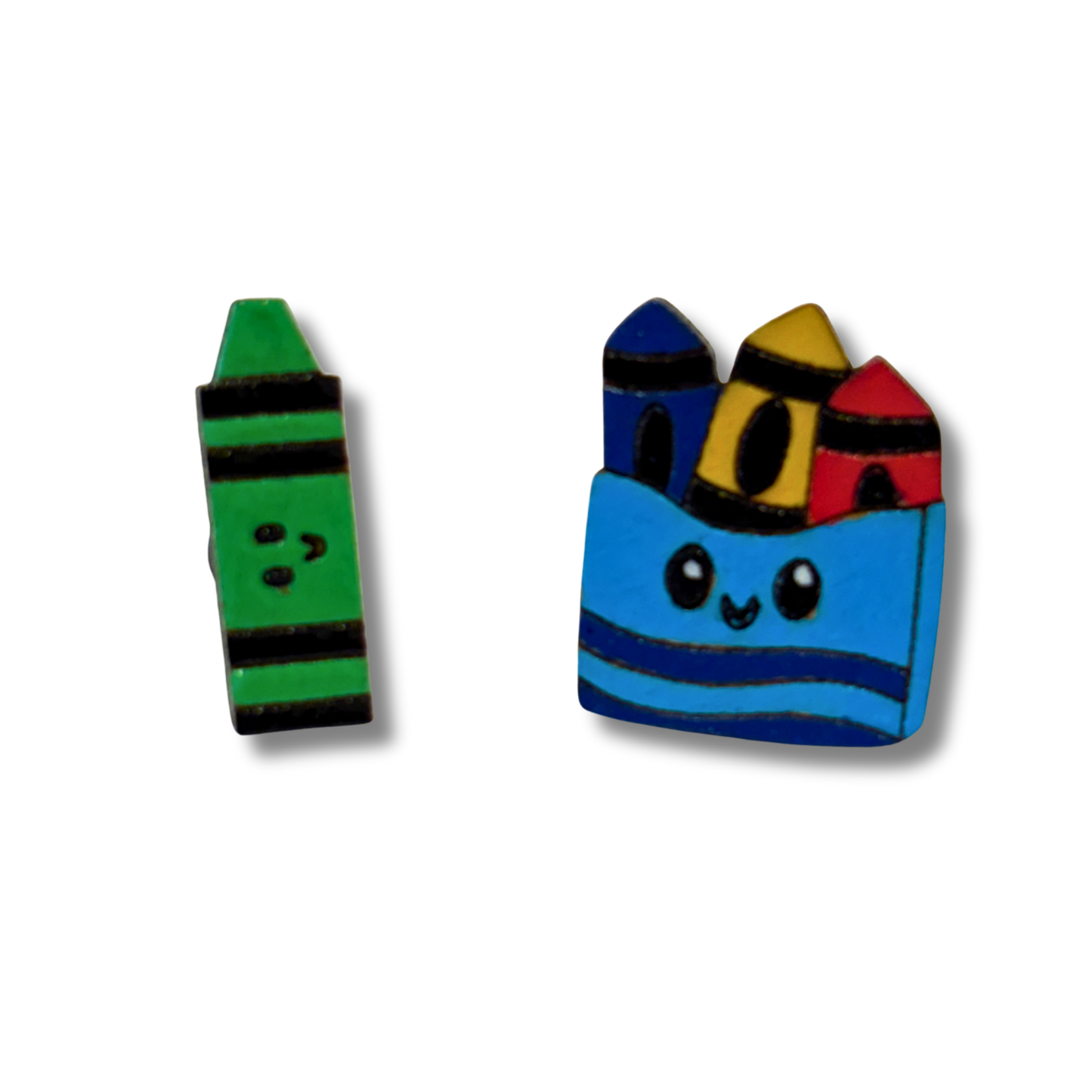 Crayon teacher studs - hand painted earrings