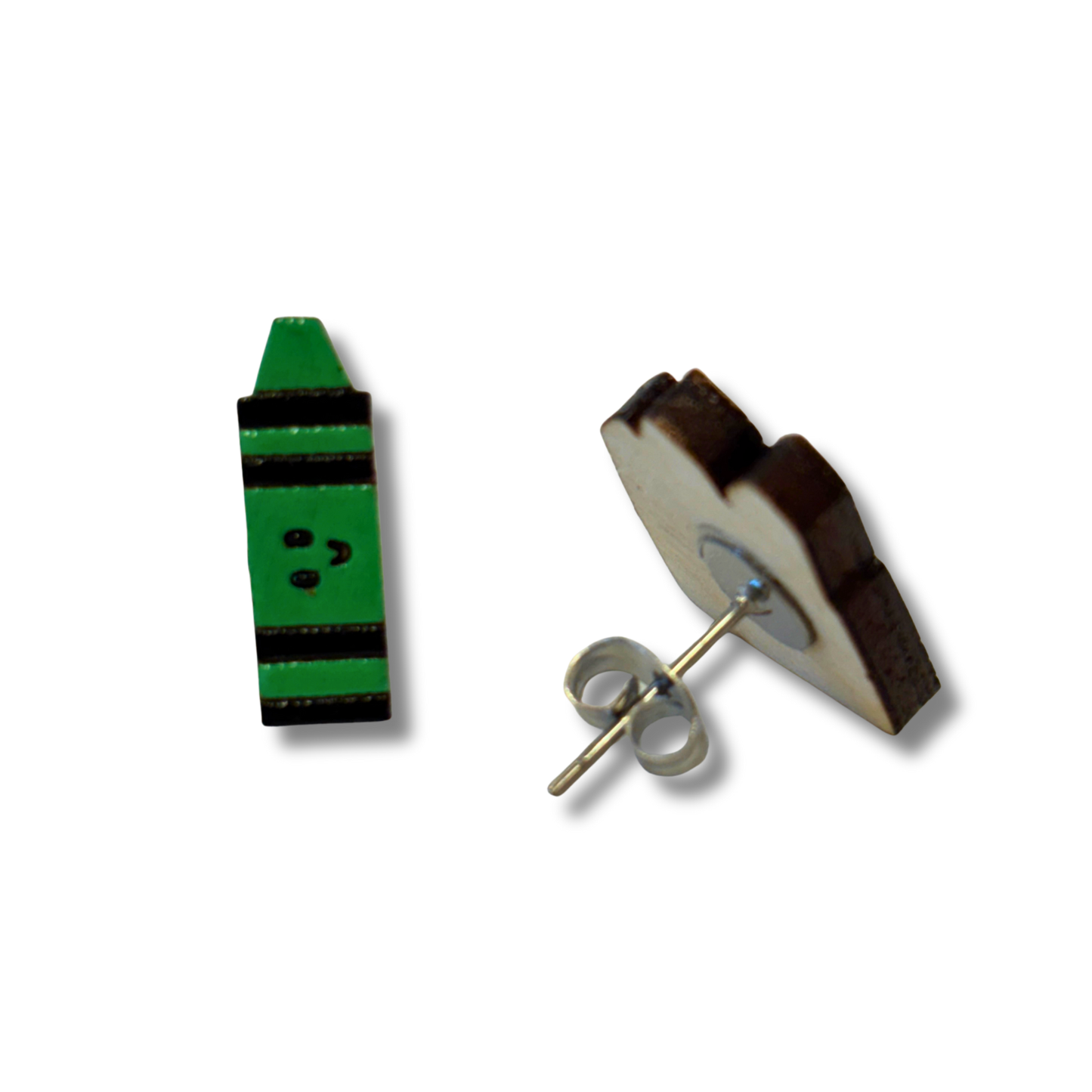 Crayon teacher studs - hand painted earrings