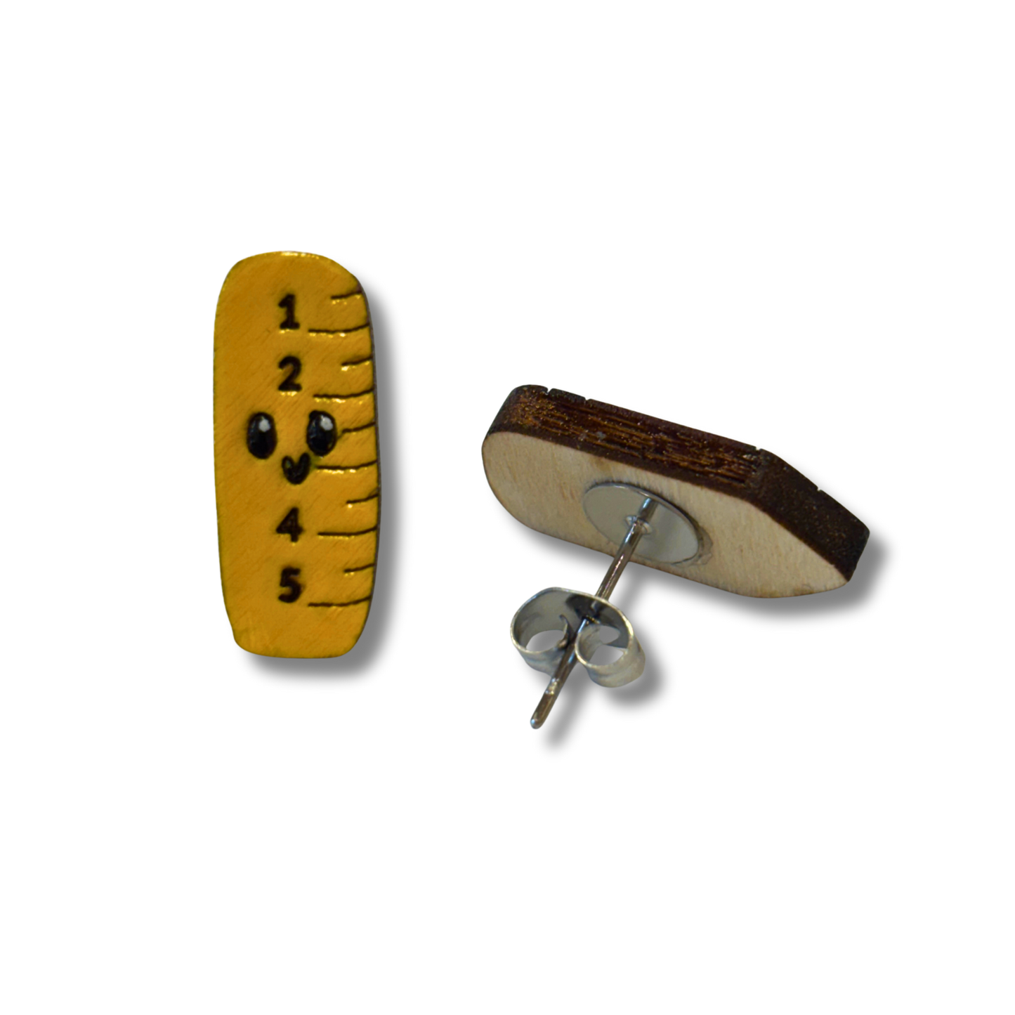 Pencil / ruler teacher studs - hand painted earrings