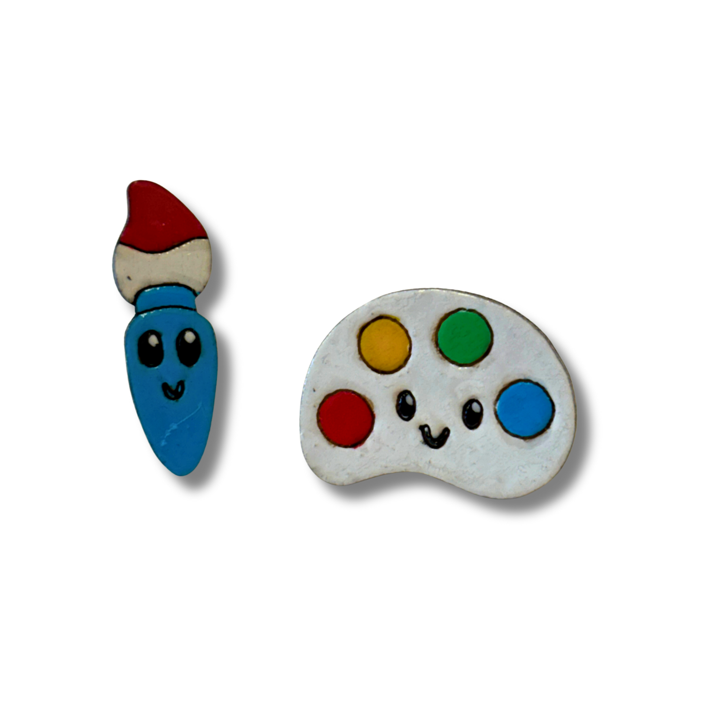 Paint brush / palette teacher studs - hand painted earrings