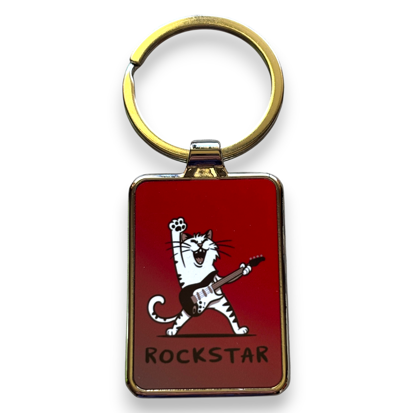 Printed Keyring - Rockstar cat