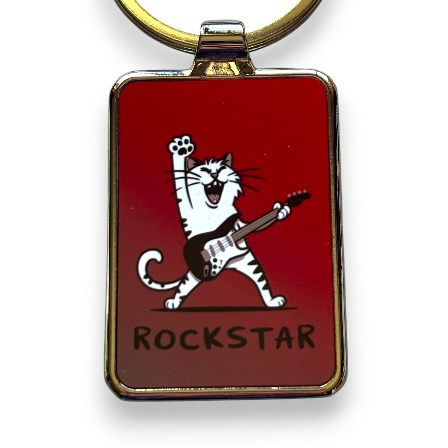 Printed Keyring - Rockstar cat