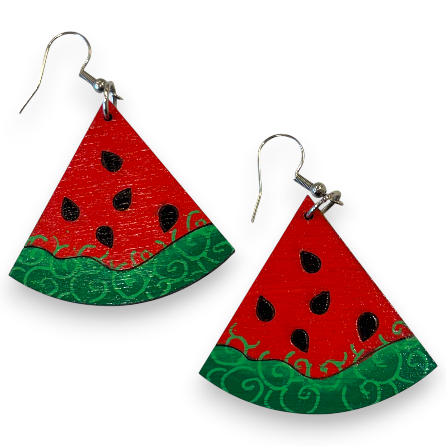 Wooden watermelon earrings