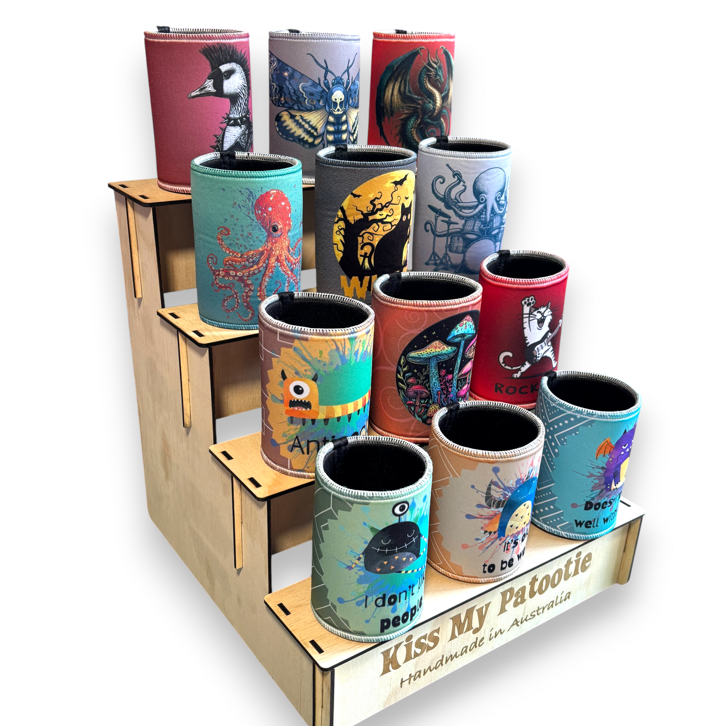 Stubby cooler wholesale starter pack - 48 x coolers & free display shelf