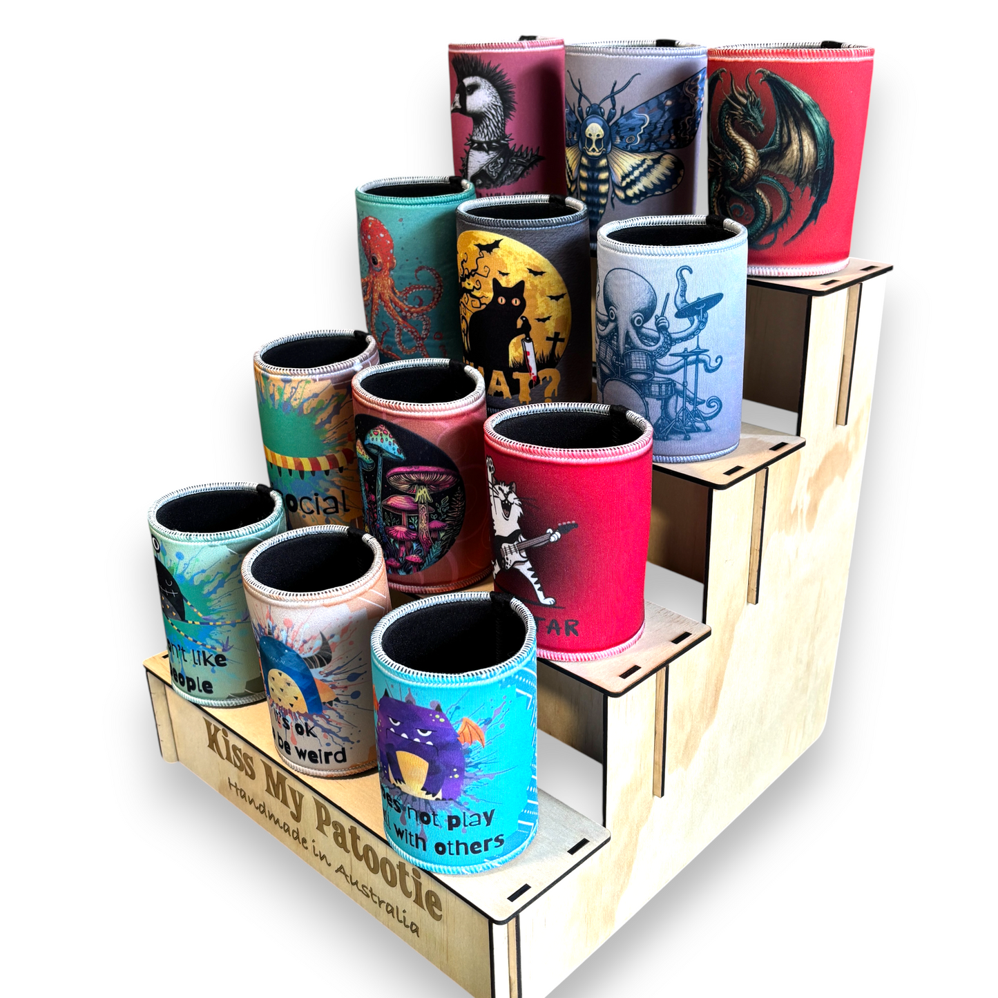 Stubby cooler wholesale starter pack - 48 x coolers & free display shelf
