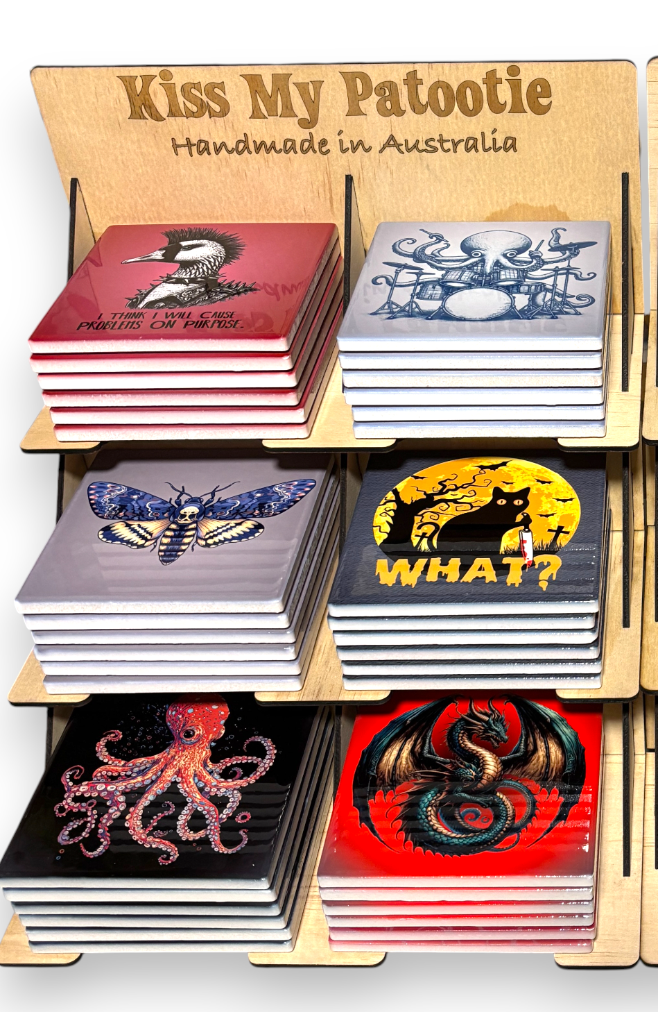 Ceramic coaster wholesale starter pack - 36 OR 72  x coasters & free display shelf