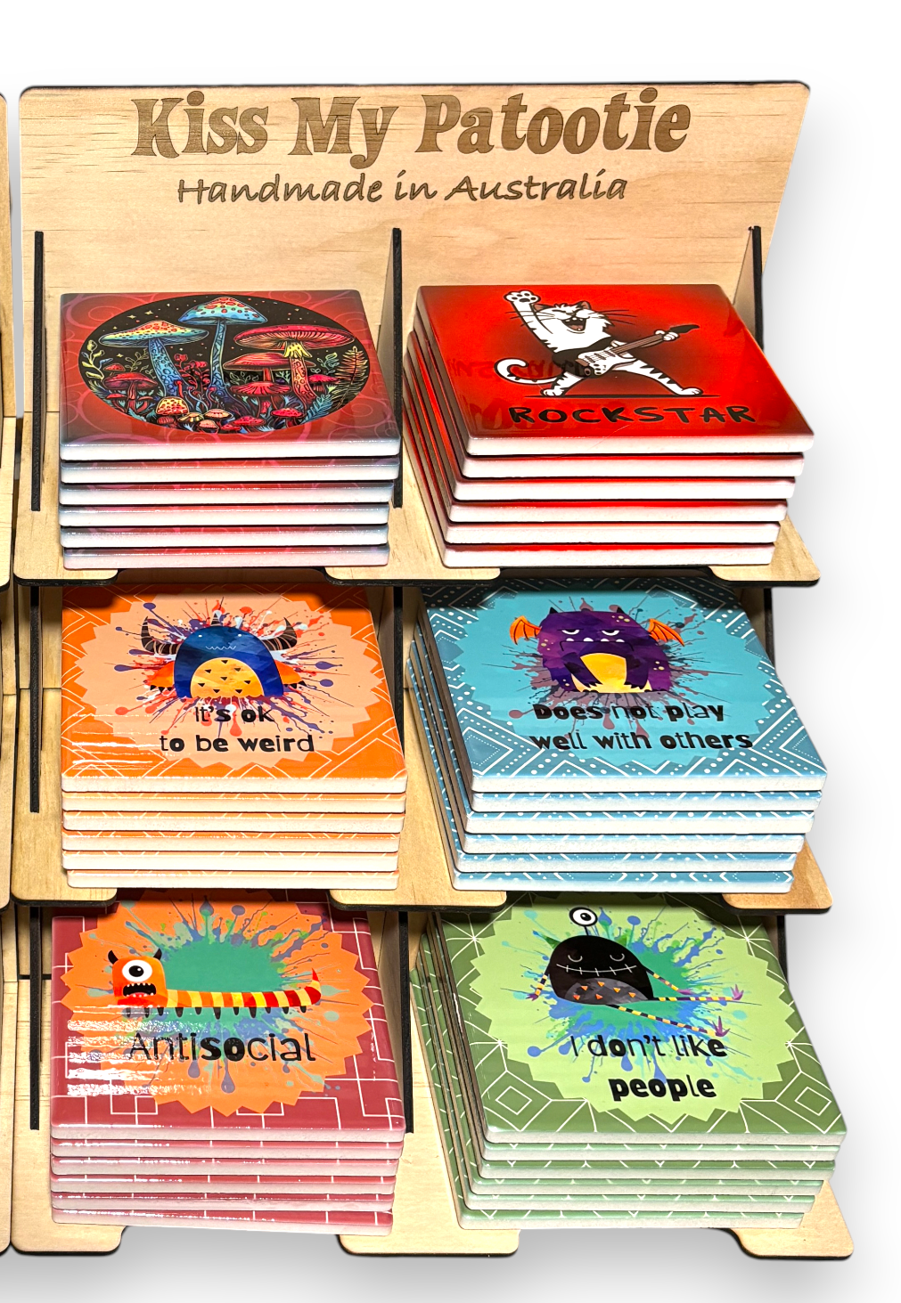 Ceramic coaster wholesale starter pack - 36 OR 72  x coasters & free display shelf