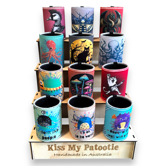 Stubby cooler wholesale starter pack - 48 x coolers & free display shelf