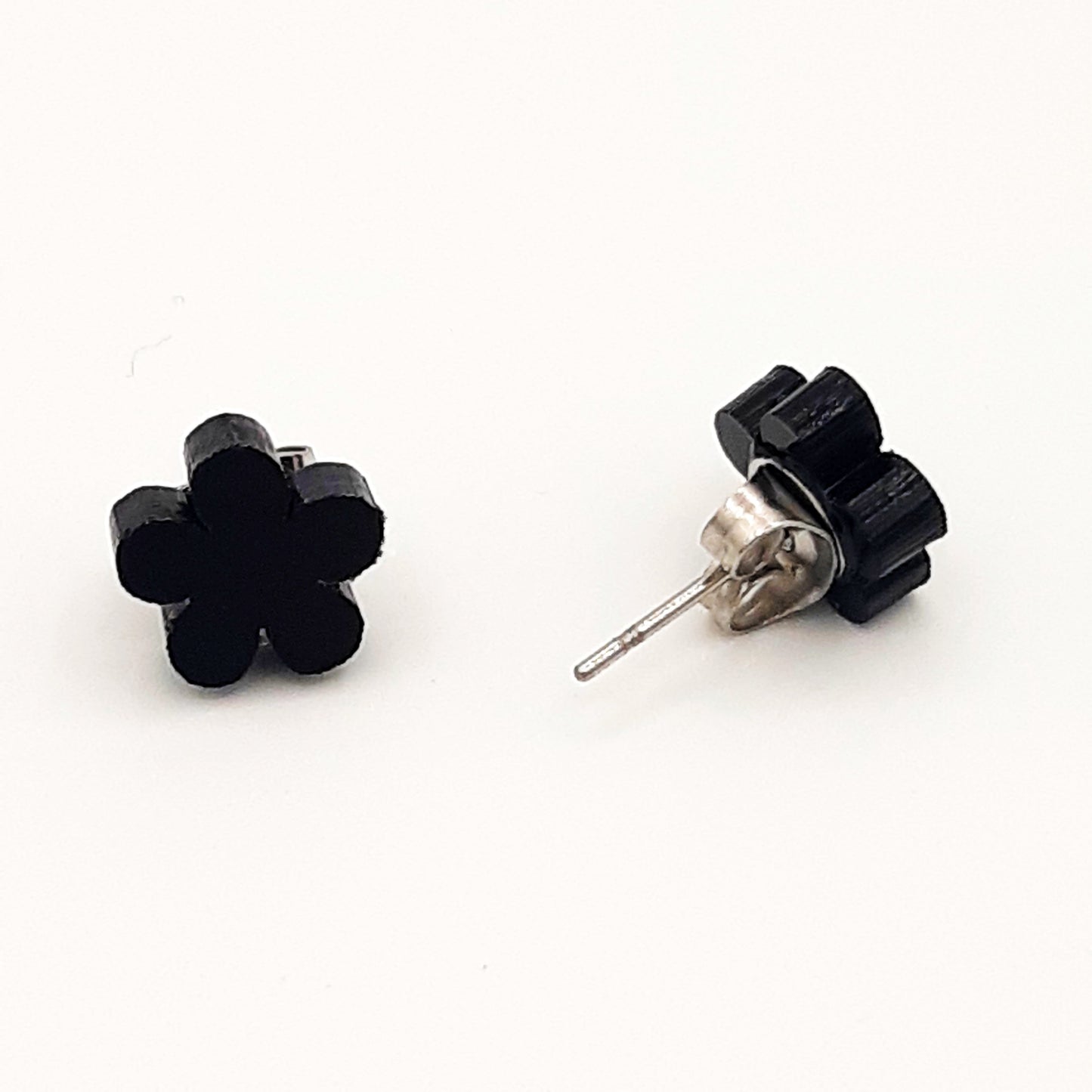 Flower laser cut acrylic earrings - daisy - black