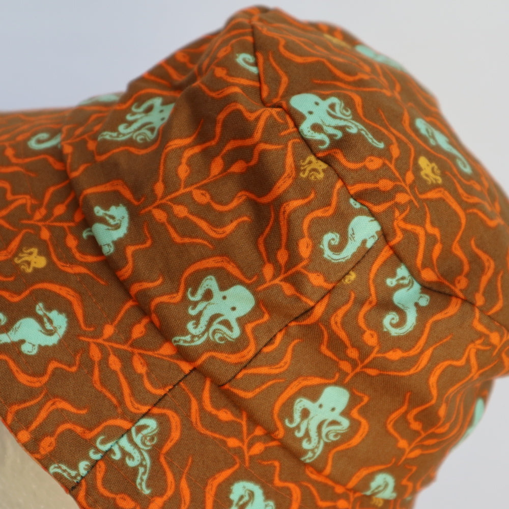 Reversible Bucket Hat - Octopus - sizes 3 mths - 6 yrs