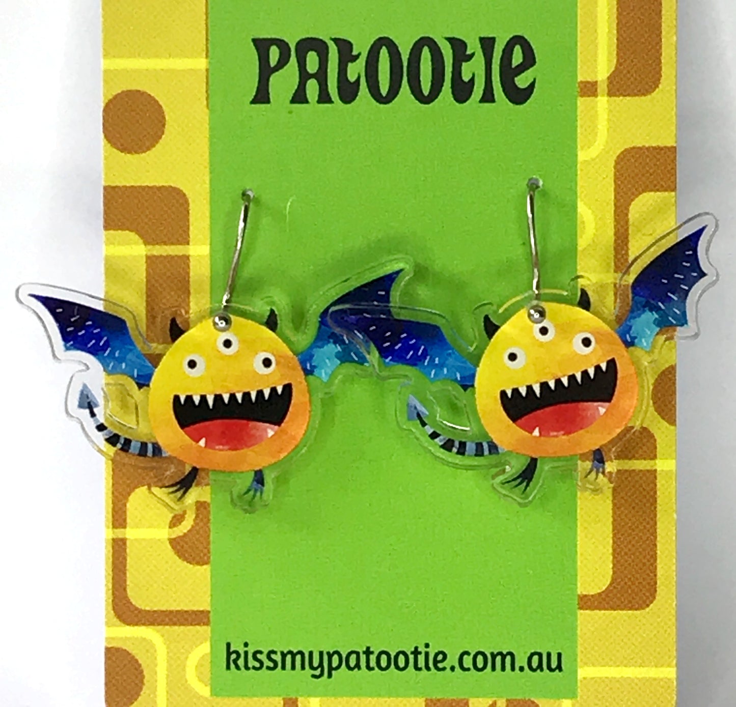 Halloween bat monster earrings - 100% recycled acrylic