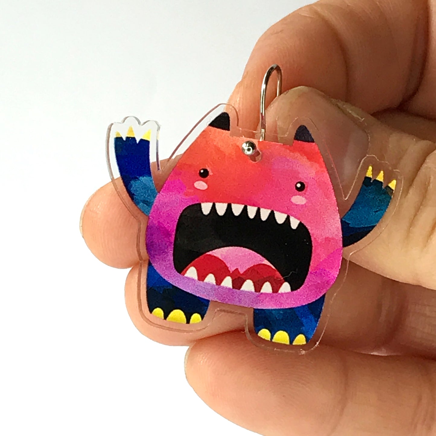 Halloween pink monster earrings - 100% recycled acrylic