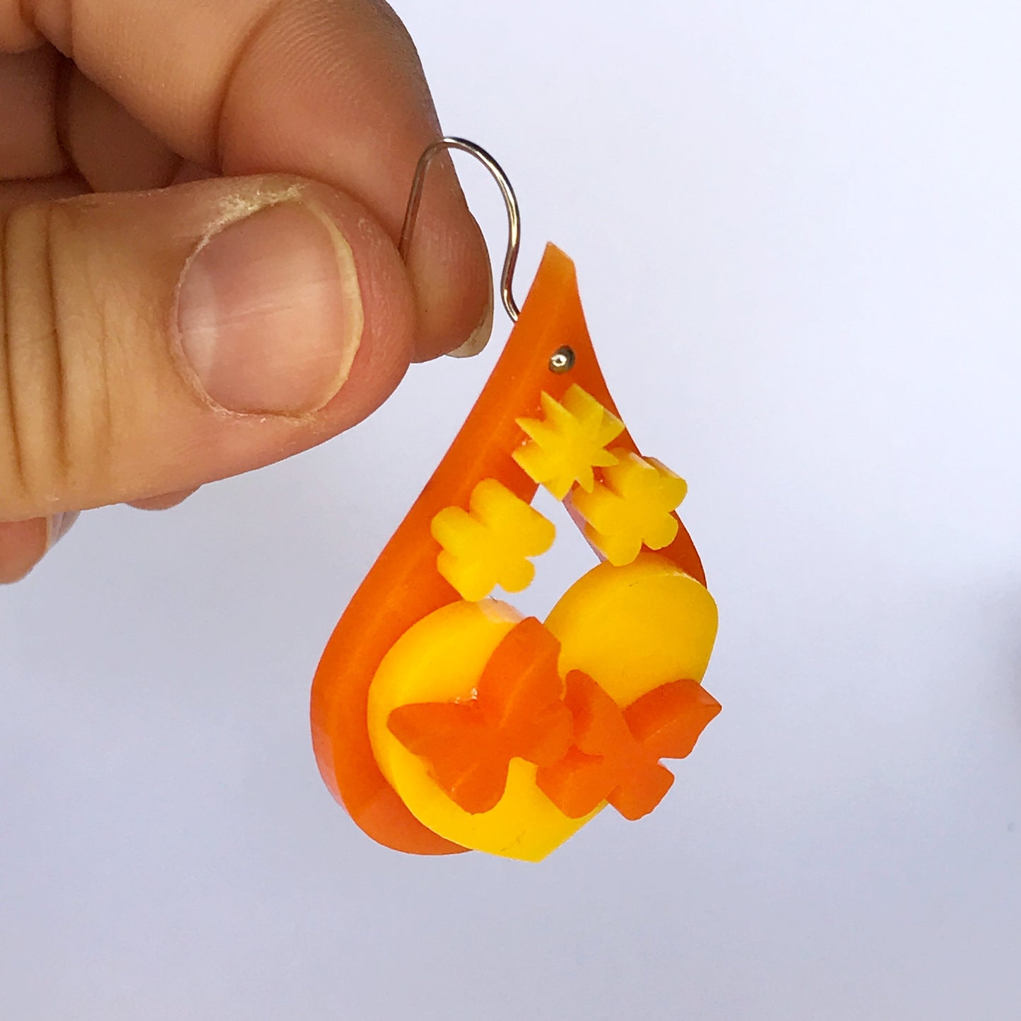 Teardrop Earrings - laser cut acrylic - butterfly