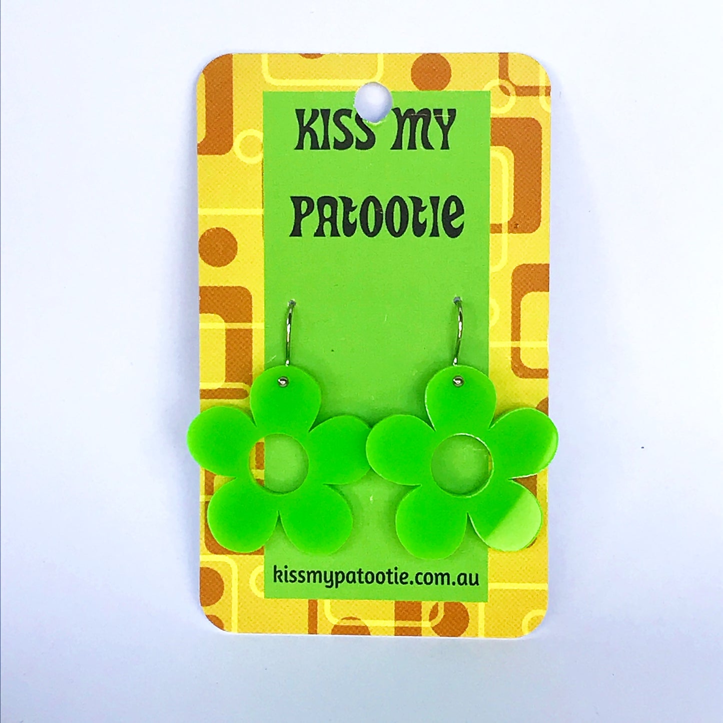 Retro Daisy Earrings - laser cut acrylic - green