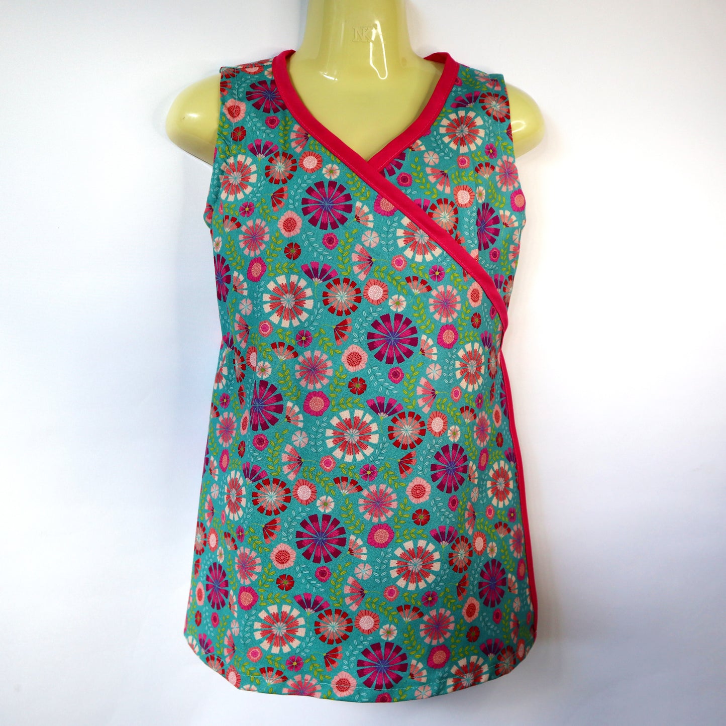 Girls wrap dress - sizes 0 - 8, teal floral