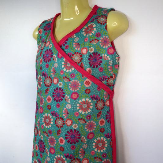 Girls wrap dress - sizes 0 - 8, teal floral