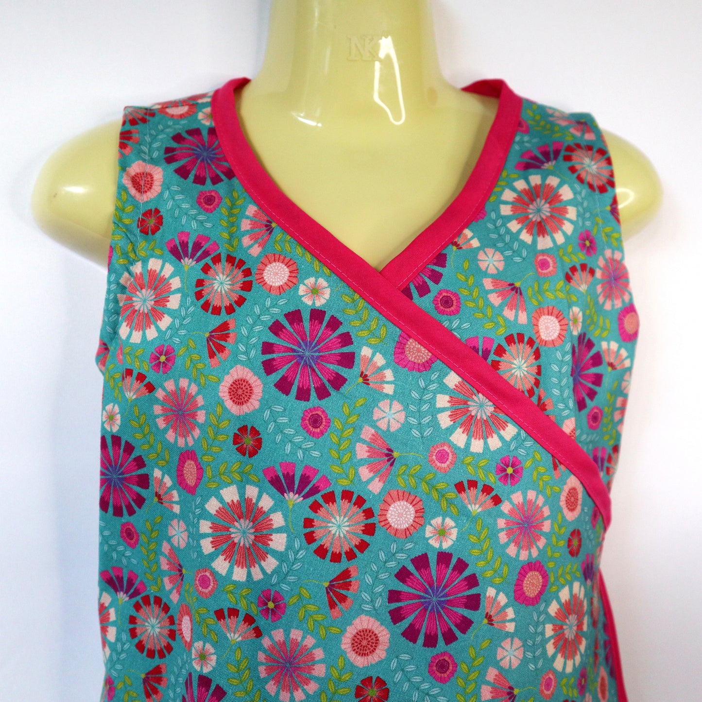Girls wrap dress - sizes 0 - 8, teal floral