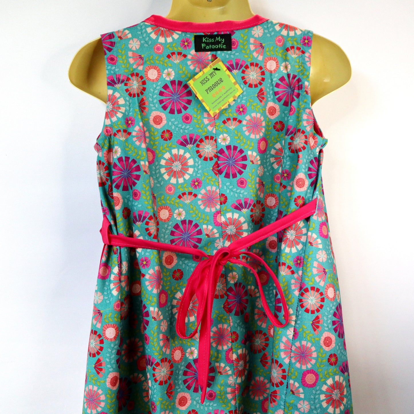 Girls wrap dress - sizes 0 - 8, teal floral