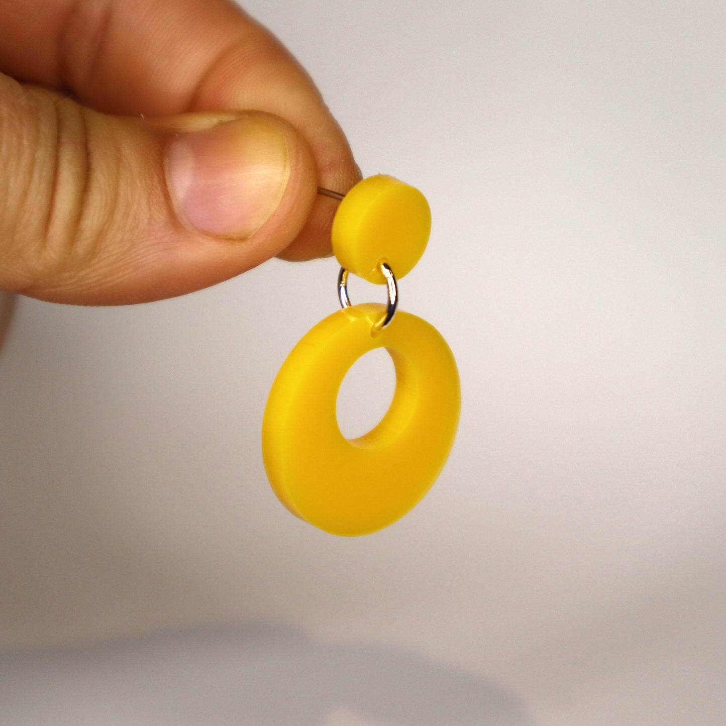 Retro Mod Earrings - laser cut acrylic - yellow