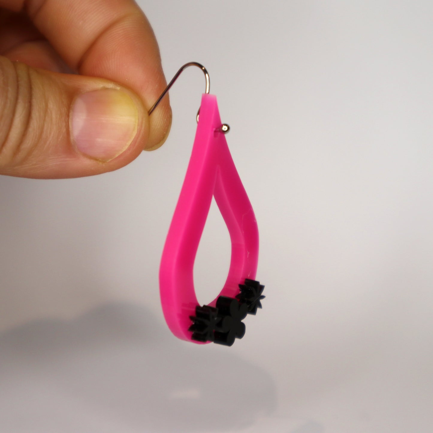 Teardrop Earrings - laser cut acrylic - pink