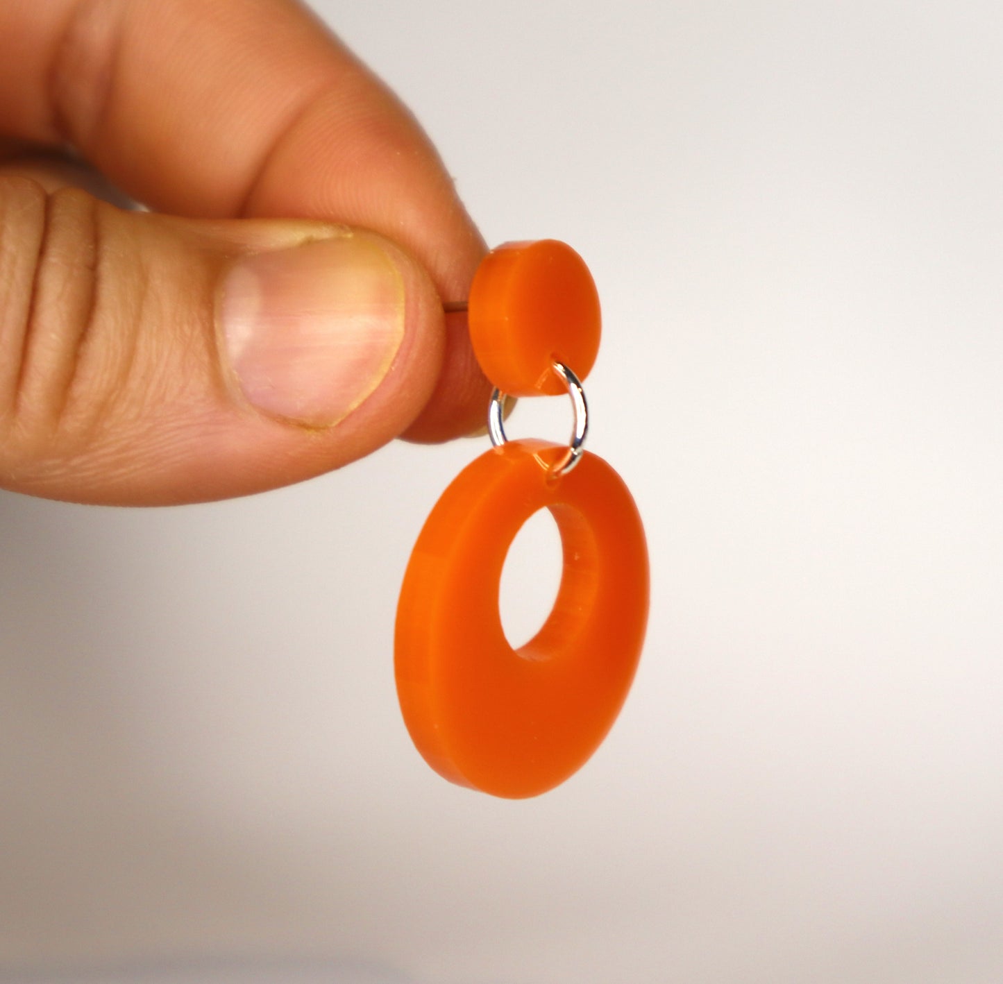 Retro Mod Earrings - laser cut acrylic - orange