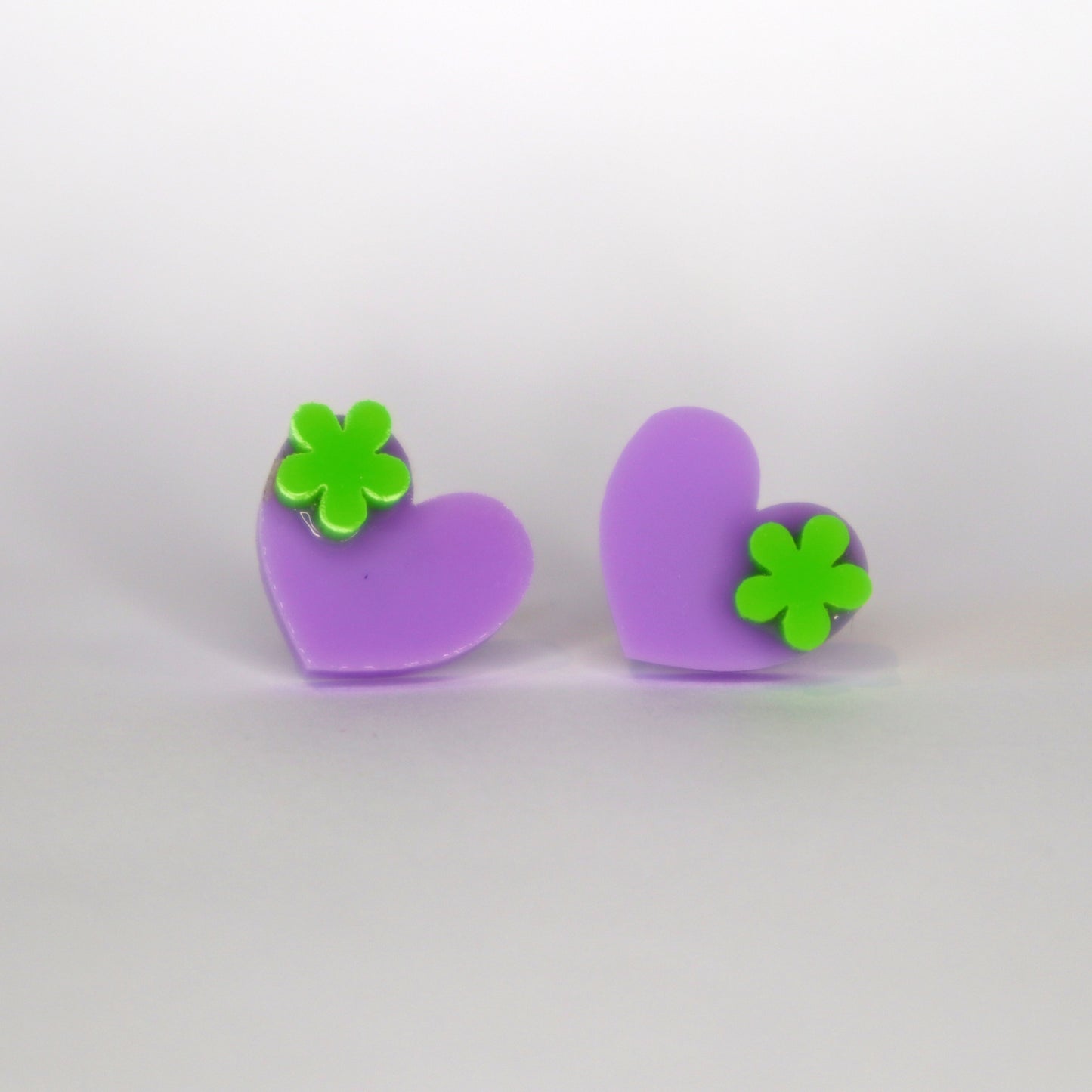 Heart laser cut acrylic earrings - purple