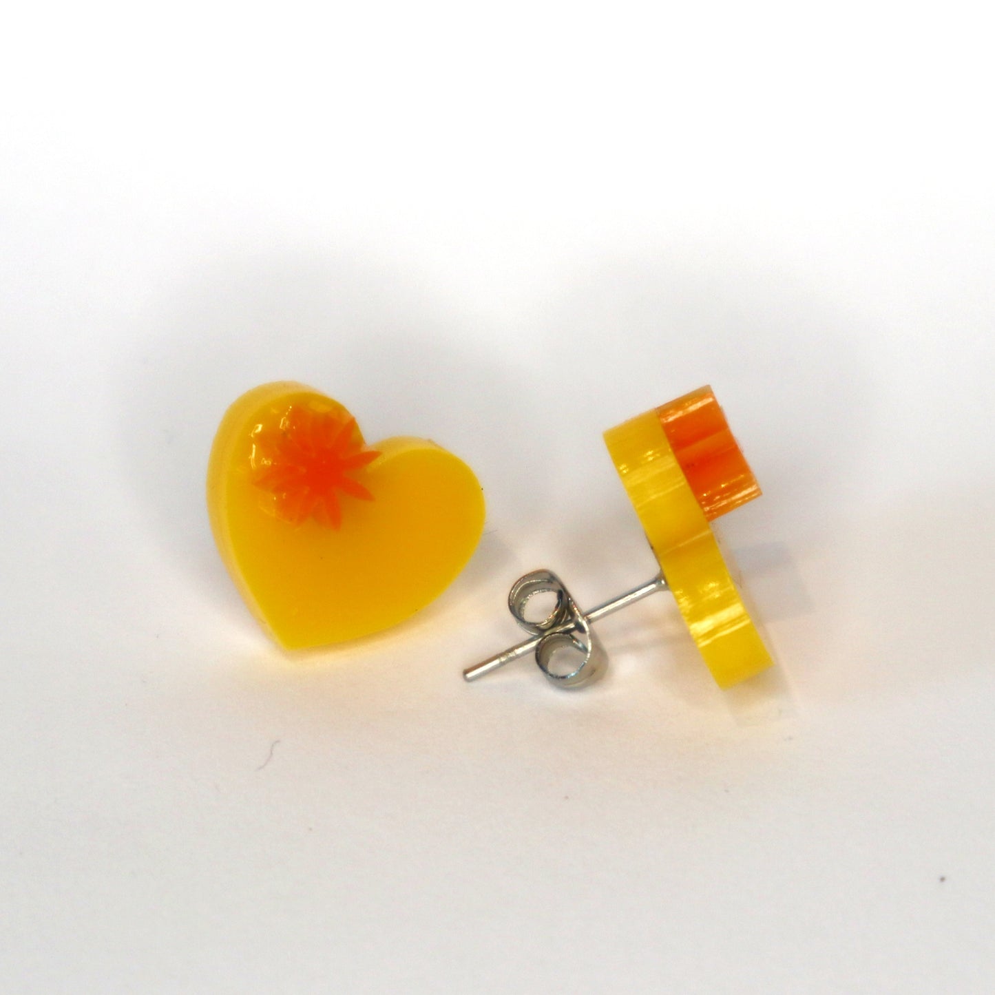 Heart laser cut acrylic earrings - yellow