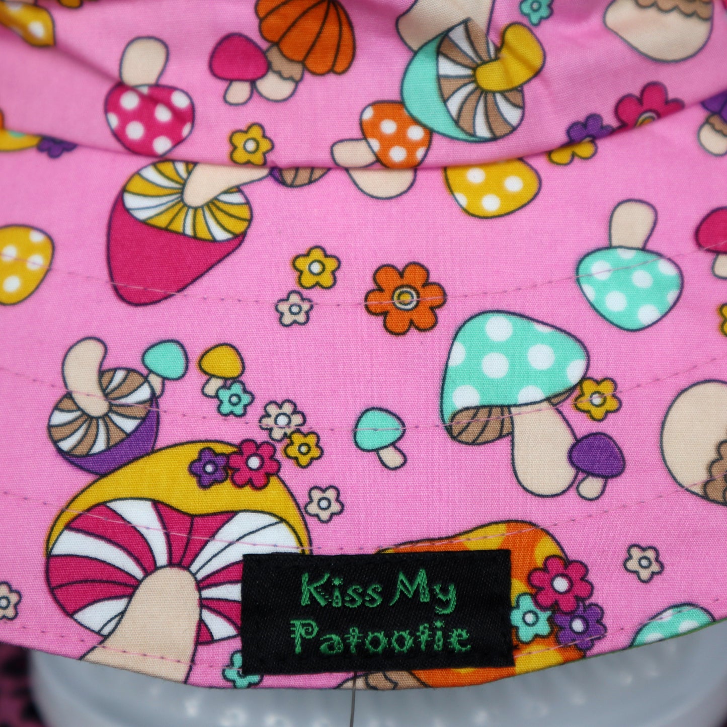 Reversible Sun Hat - Ladies & Girls sizes - pink mushrooms