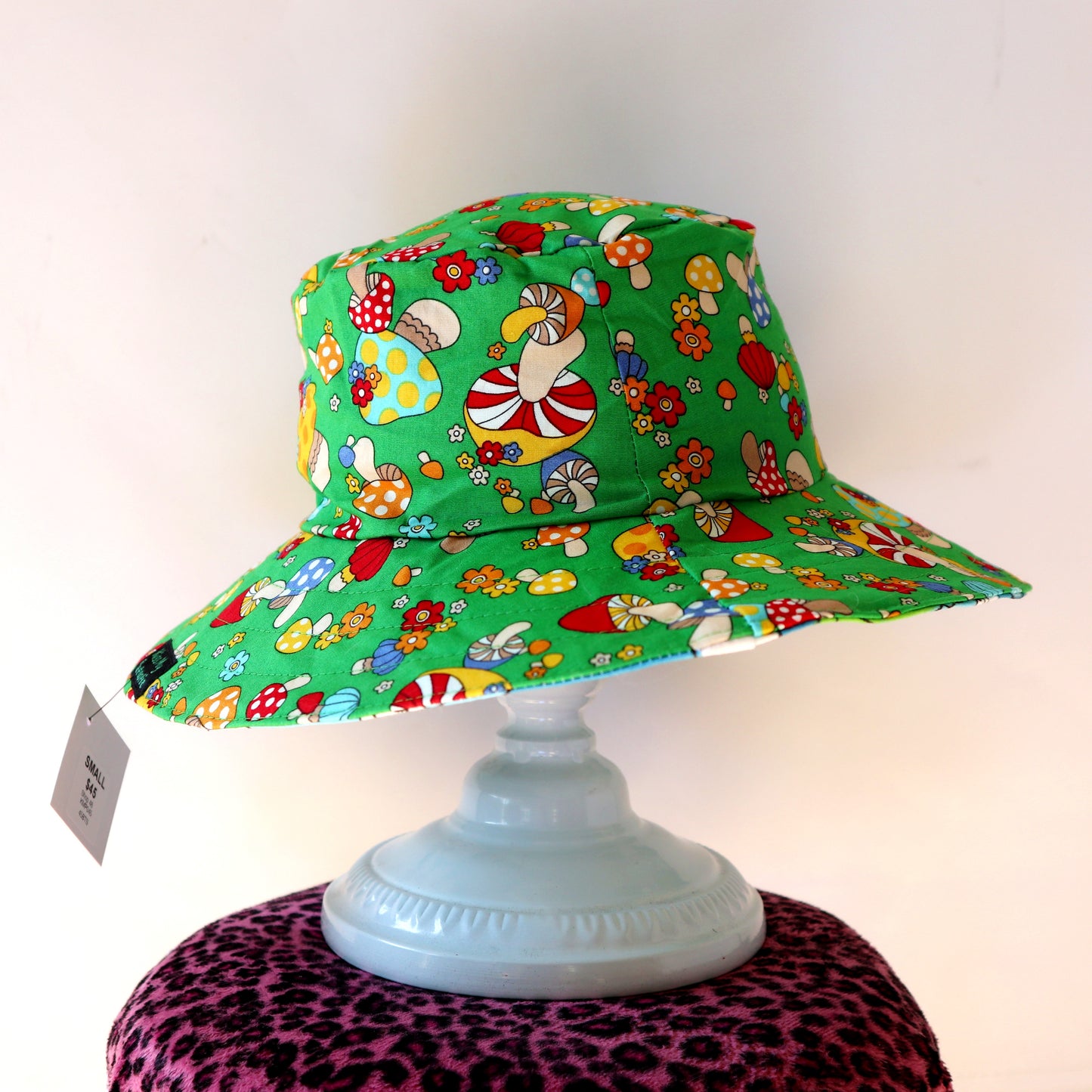 Reversible Sun Hat - Ladies & Girls sizes - mushrooms / vintage floral