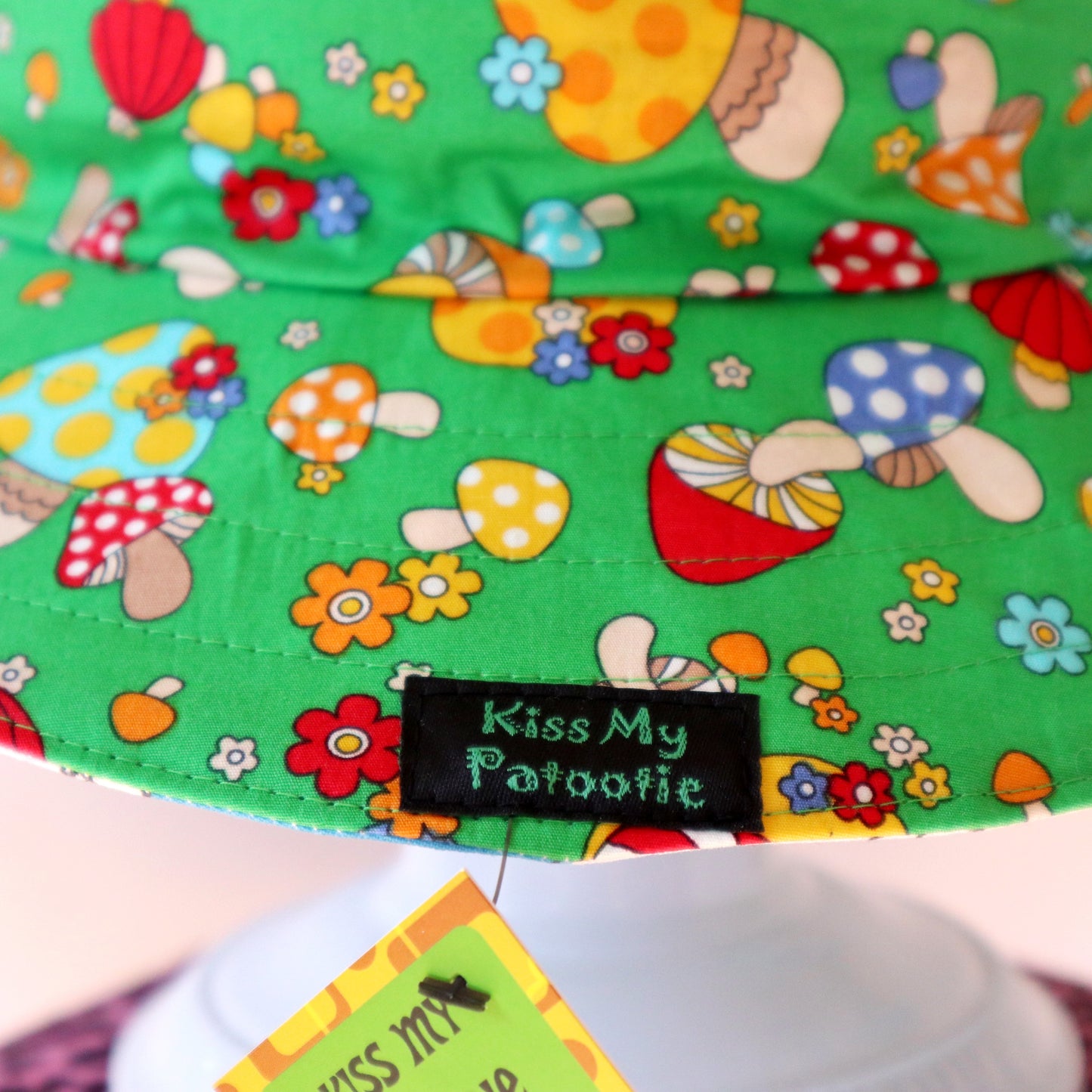 Reversible Sun Hat - Ladies & Girls sizes - mushrooms / vintage floral