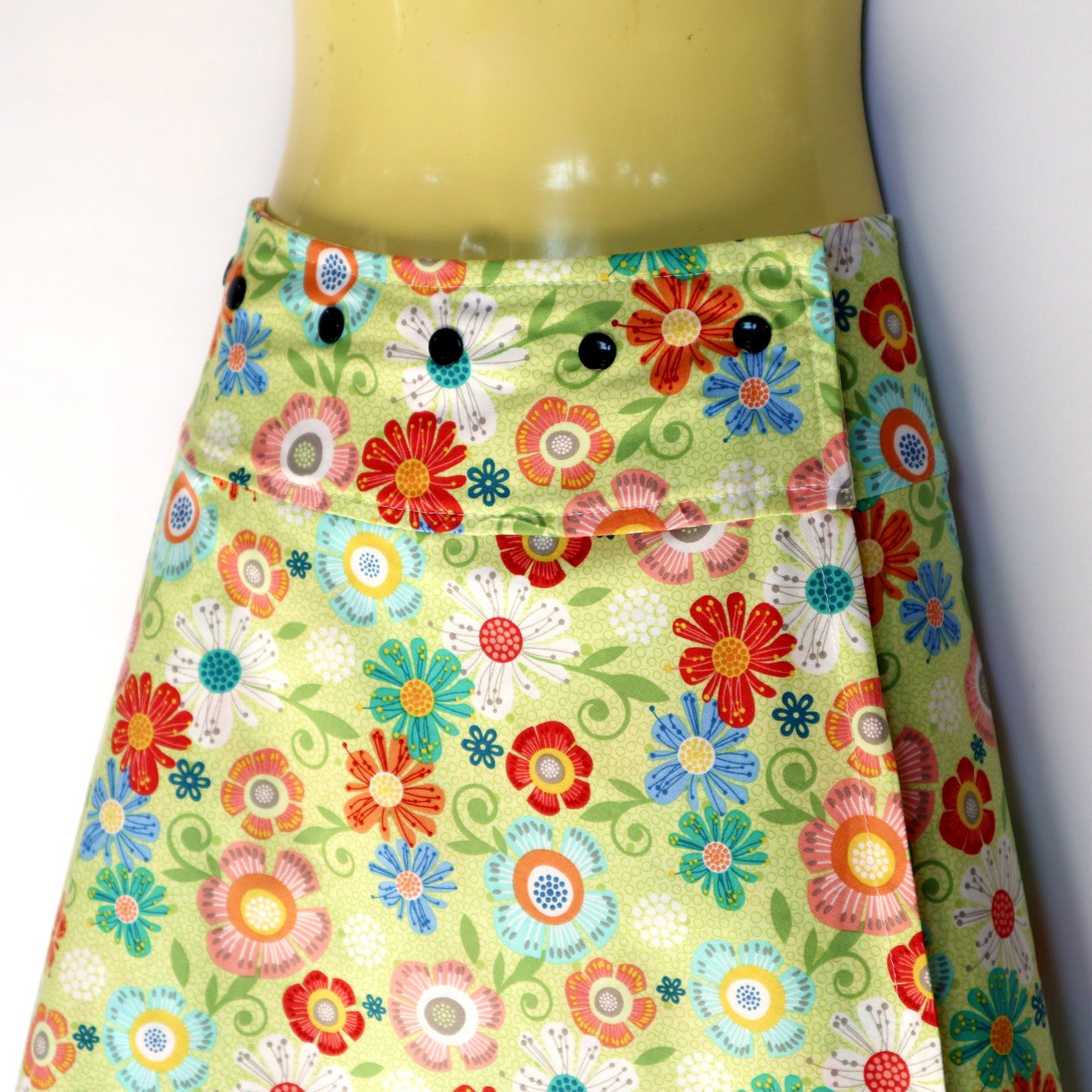 Wrap Around Skirt - green floral - Sizes 8 to 26