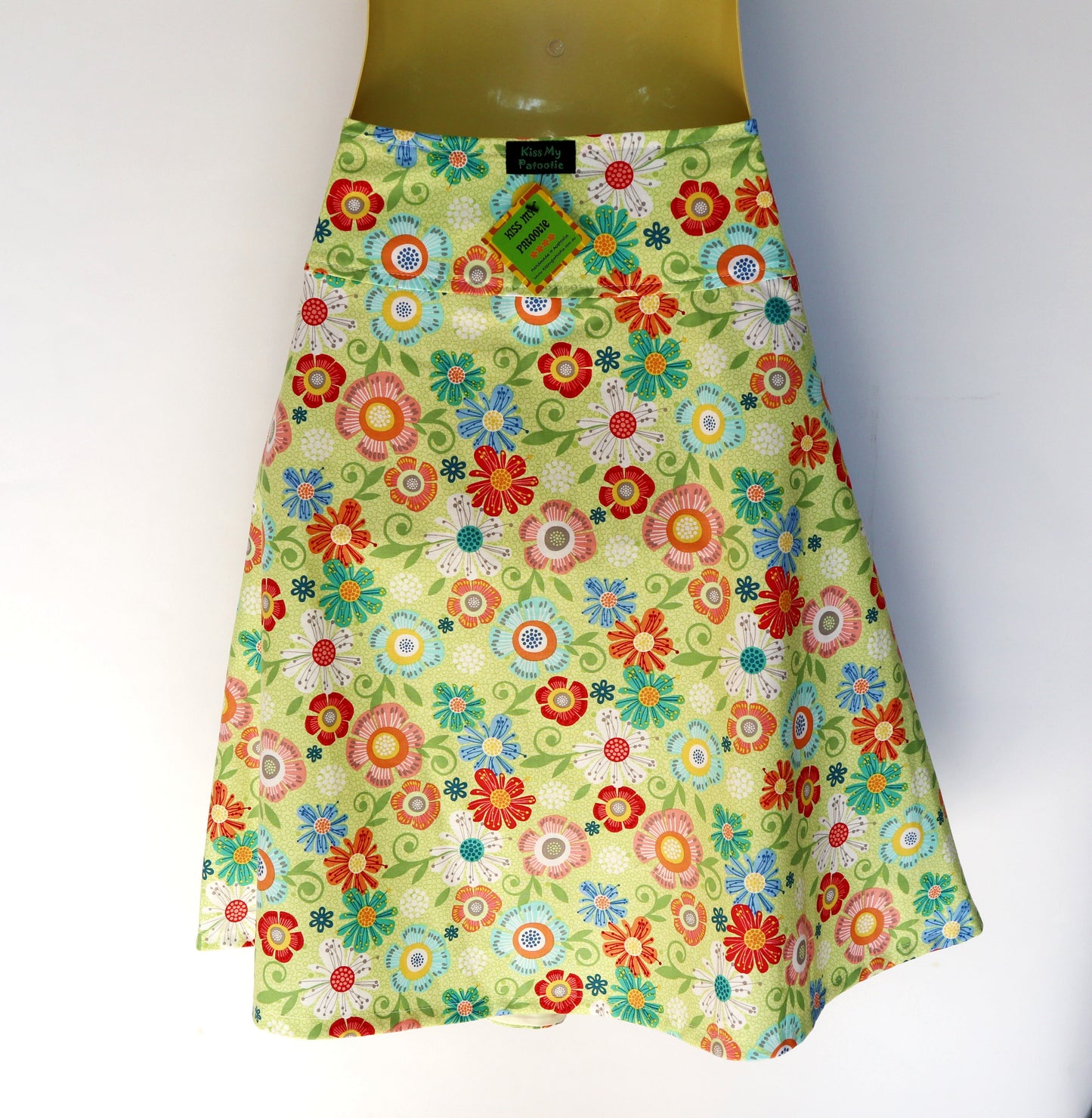 Wrap Around Skirt - green floral - Sizes 8 to 26
