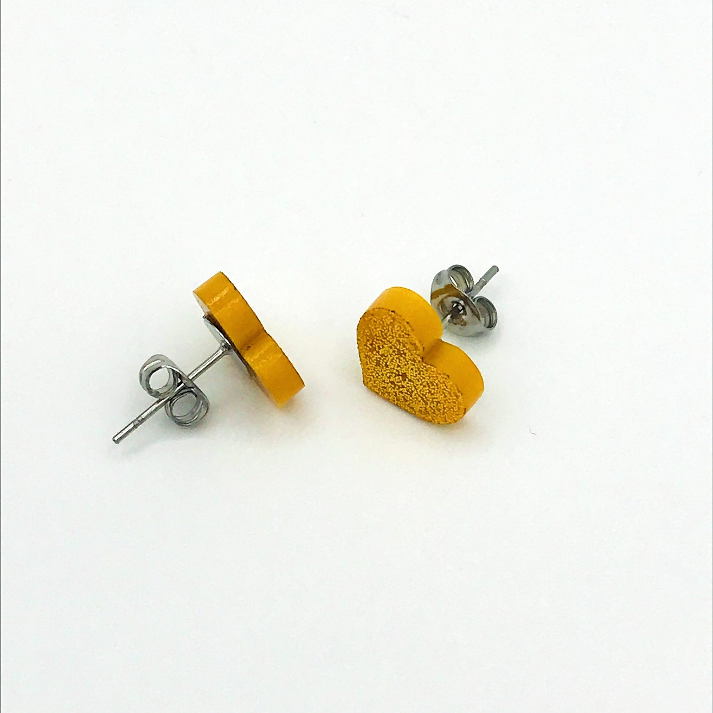 Hearts - Laser Cut Earrings / Studs -gold glitter acrylic
