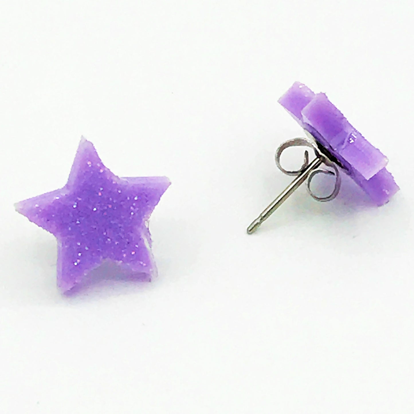 Glitter star laser cut acrylic earrings - lilac