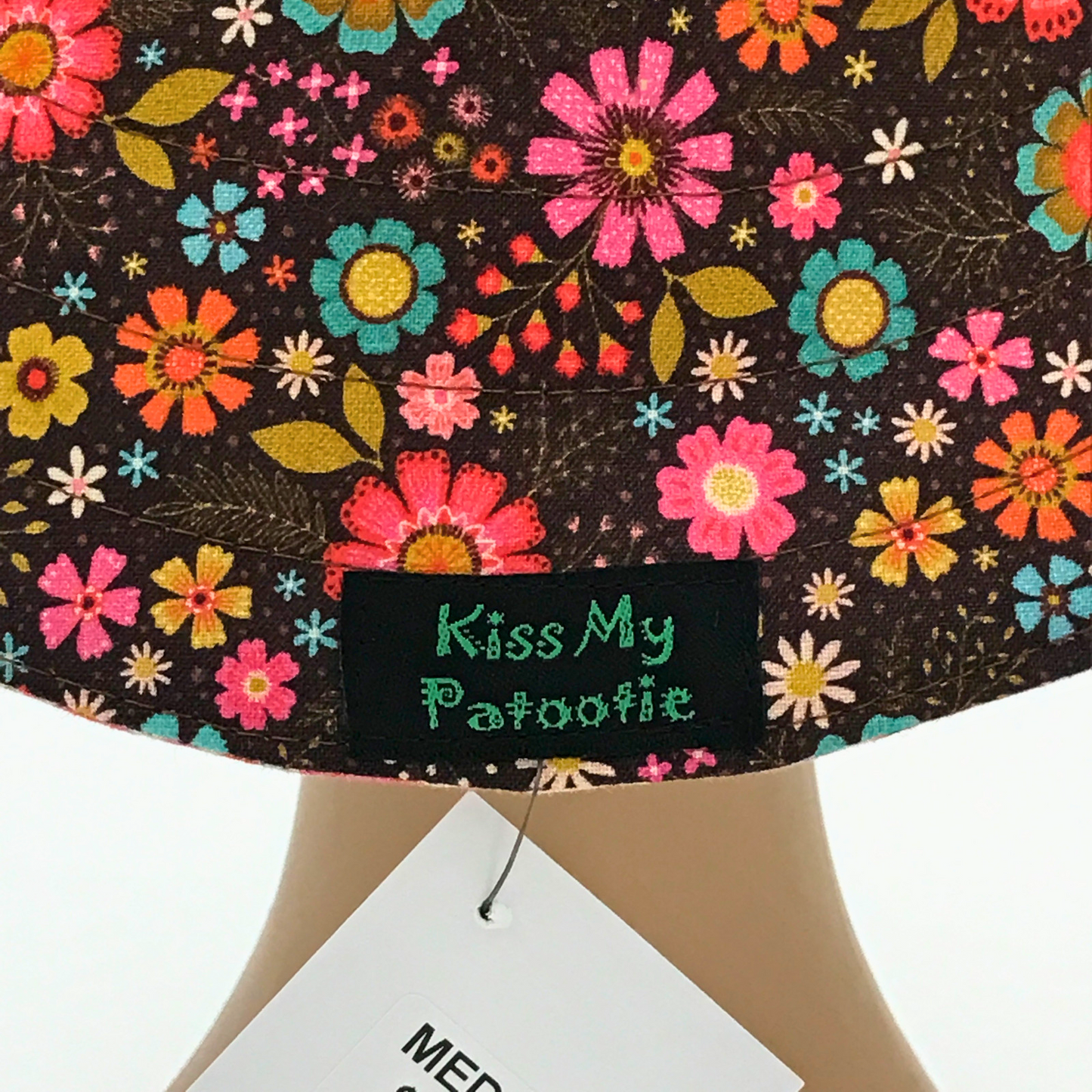 Reversible Sun Hat - Ladies & Girls size - brown & cream floral