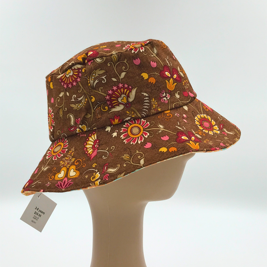 Baby / Kids Reversible Bucket Hat - floral / birds
