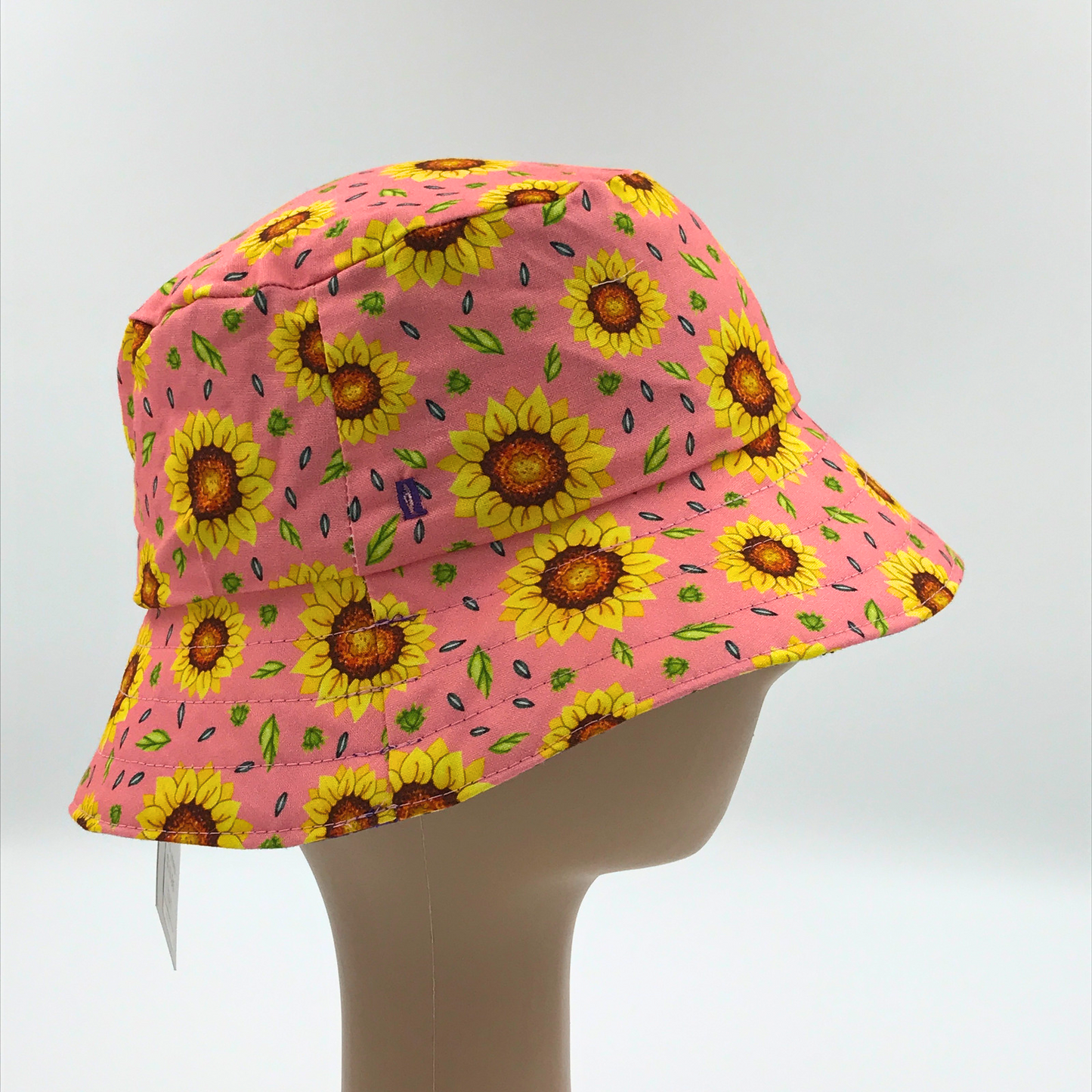 Baby / Kids Reversible Bucket Hat - purple floral / sunflowers