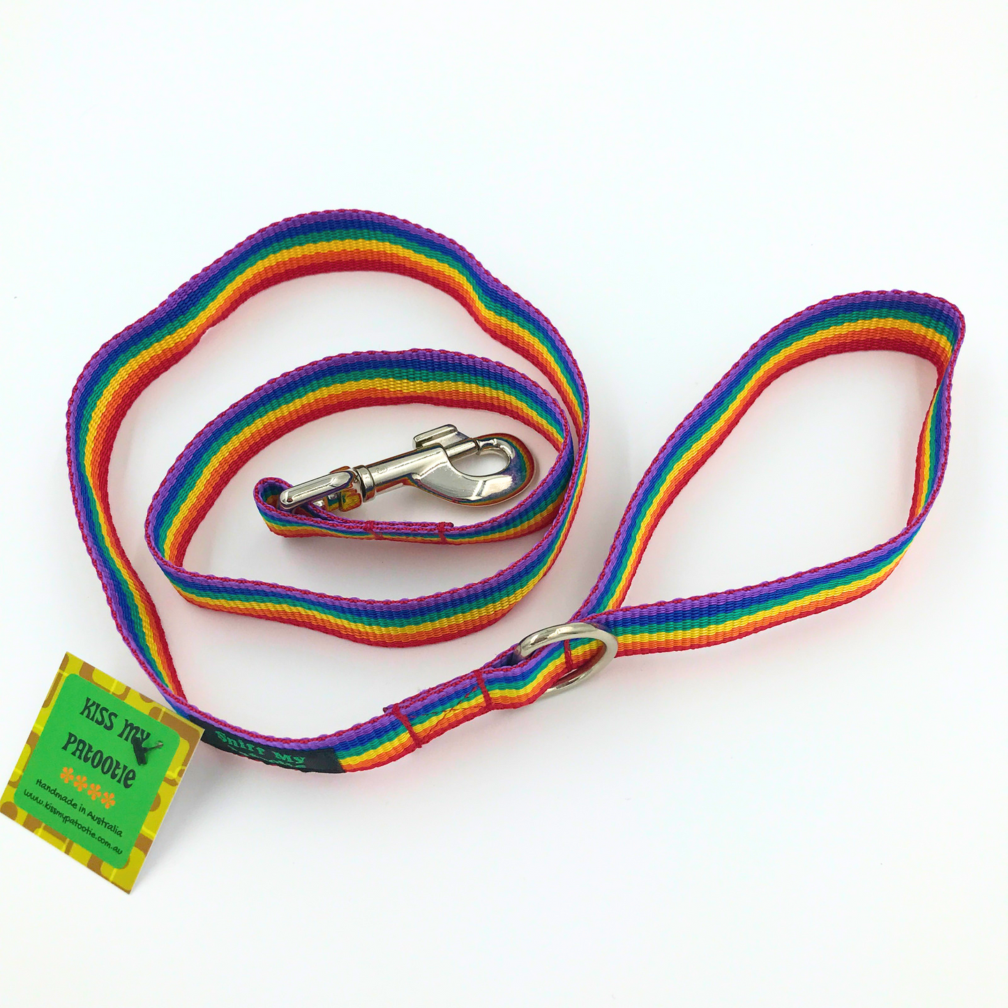 Dog lead / leash - rainbow webbing