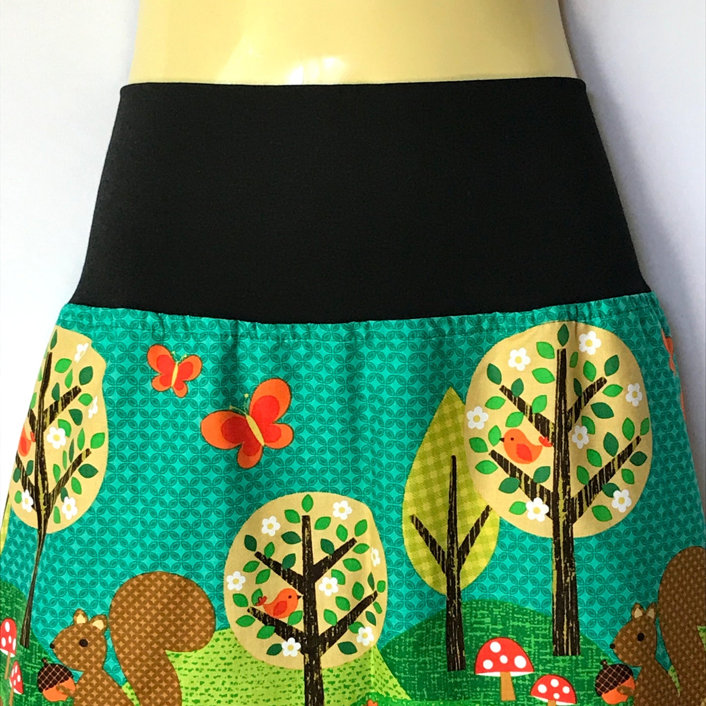 Ladies A Line Skirt - sizes 8 - 24 retro woodland, forrest, squirrel